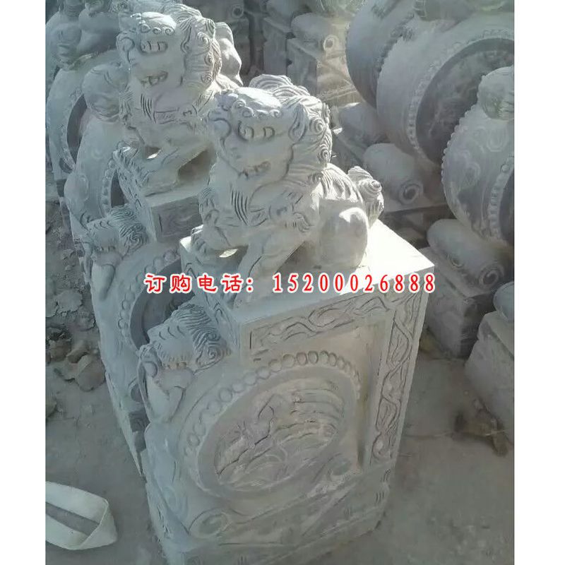 狮子门墩雕塑，石雕抱鼓 (1)