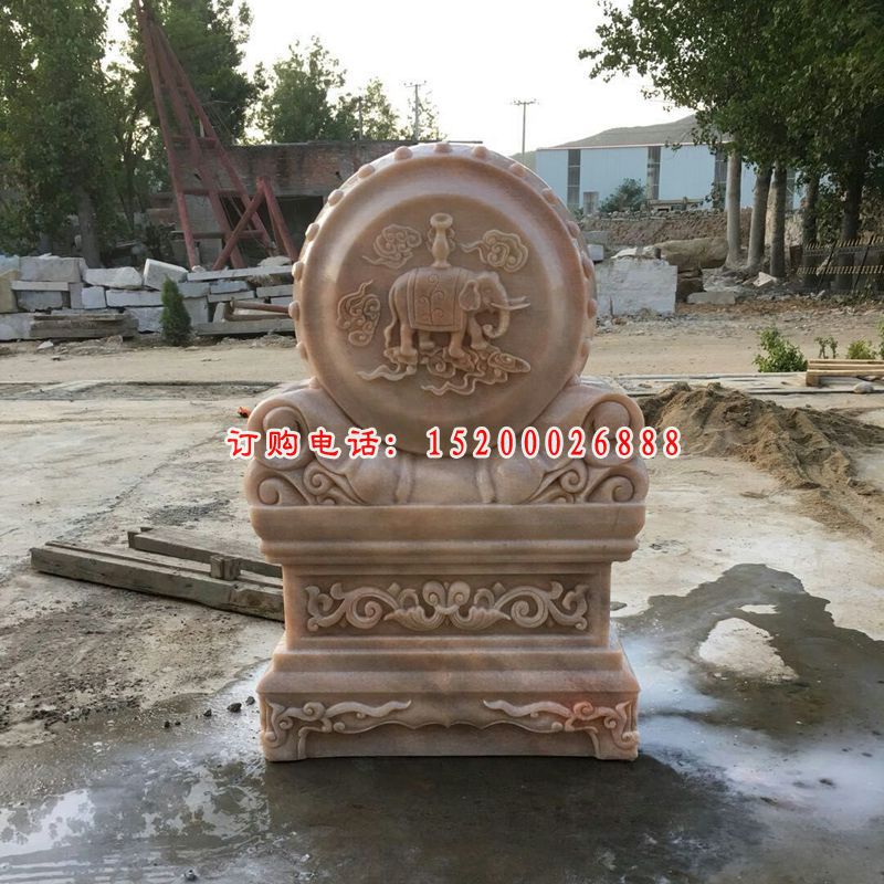 晚霞红抱鼓   石雕庭院景观雕塑