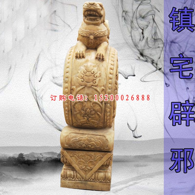 镇宅辟邪景观石雕，貔貅抱鼓石雕塑