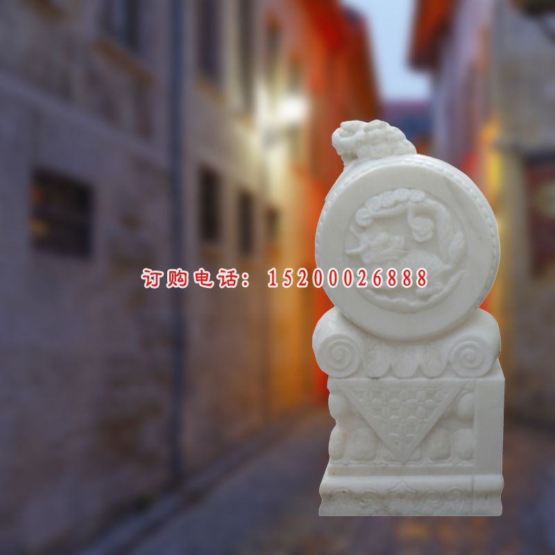 公园景观石雕，汉白玉石门墩雕塑