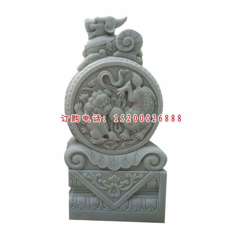 公园景观石雕，貔貅抱鼓石雕塑