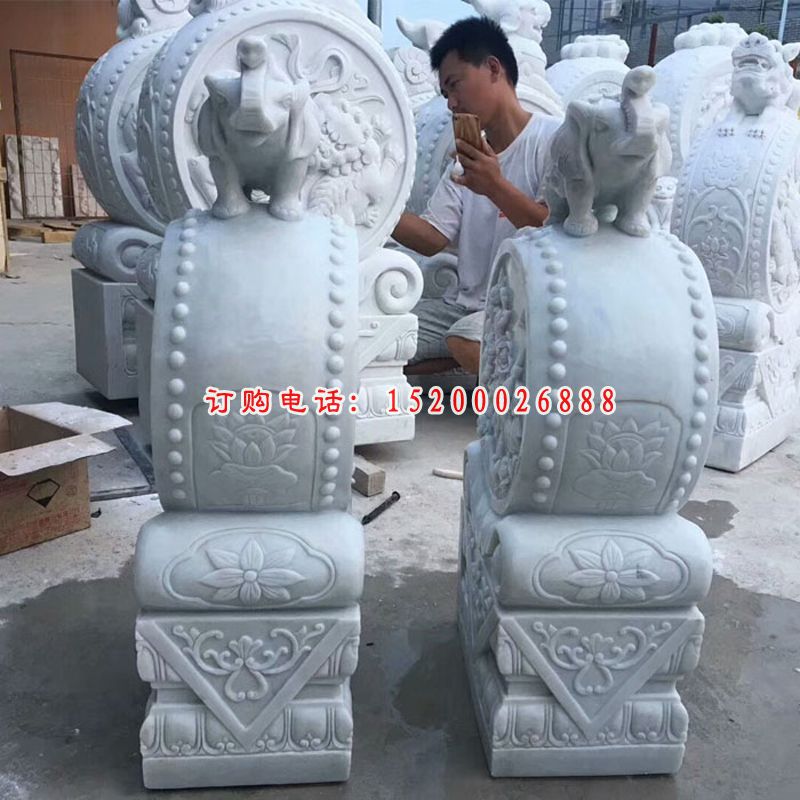 汉白玉抱鼓   石雕狮子门墩