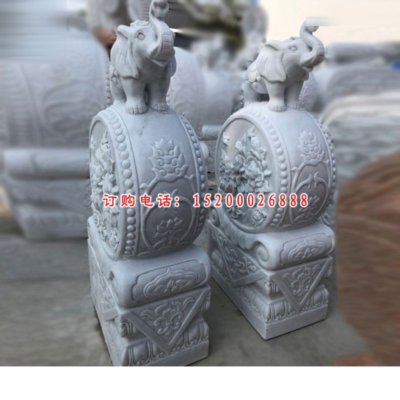 汉白玉抱鼓石 门墩石雕  (7)