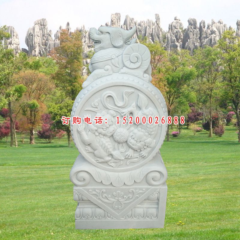汉白玉抱鼓石 门墩石雕 (4)