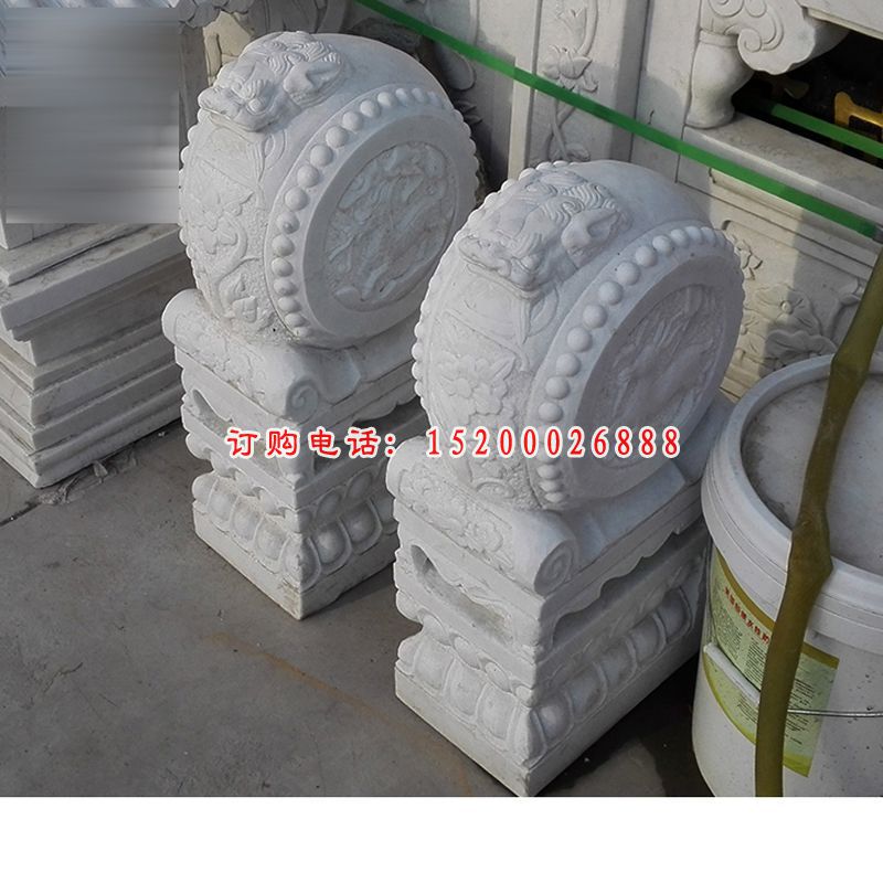 汉白玉抱鼓  石雕庭院景观雕塑