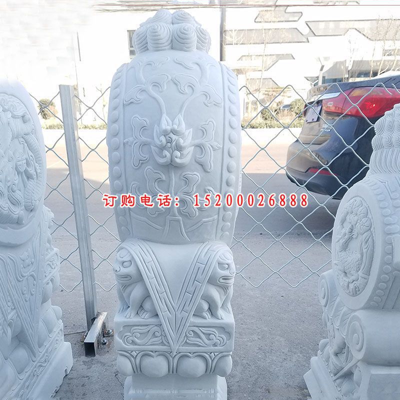 汉白玉抱鼓石 门墩石雕 (1)