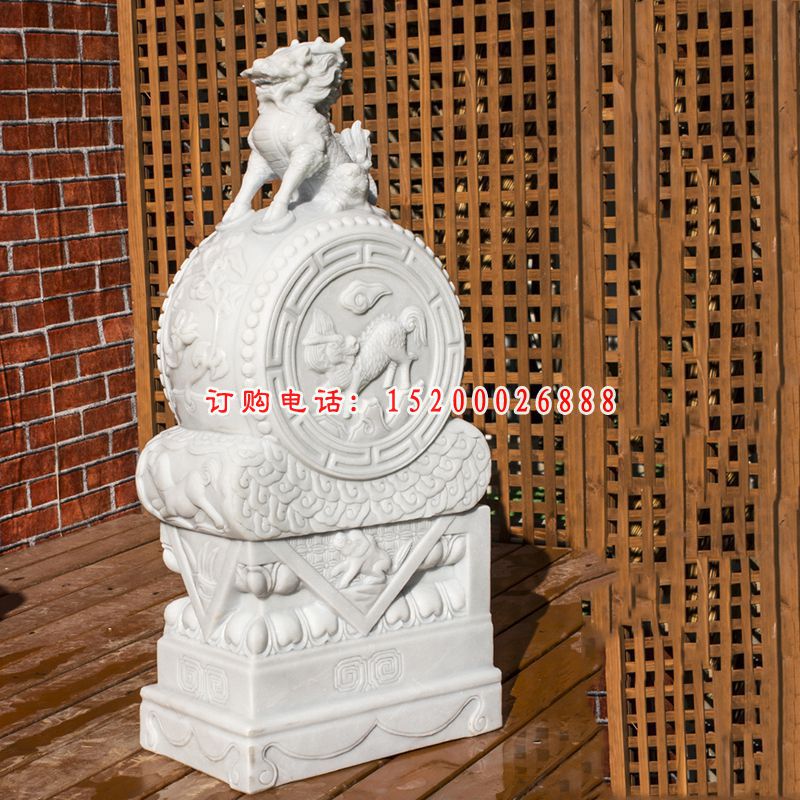汉白玉抱鼓石，酒店景观石雕