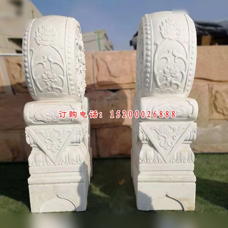 汉白玉抱鼓石雕塑，庭院景观雕塑