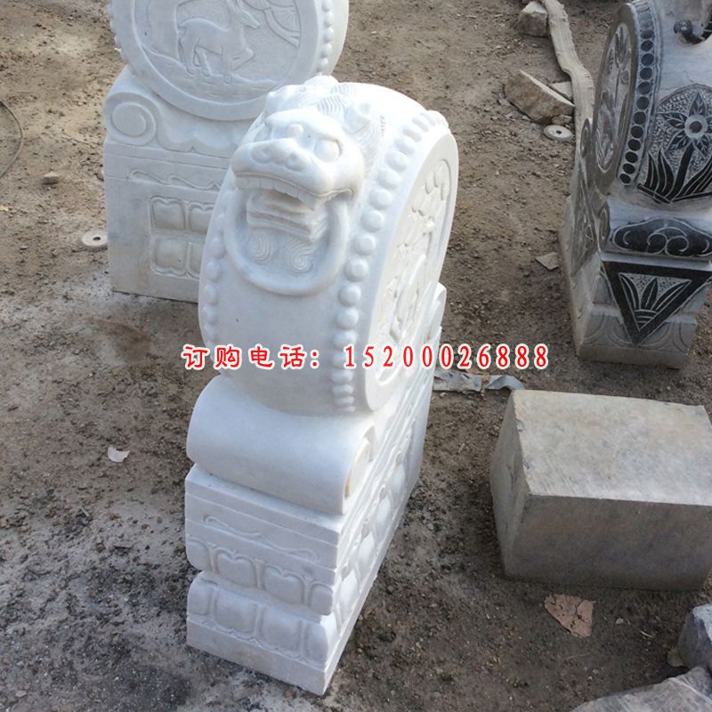 汉白玉抱鼓石雕塑，庭院景观石雕