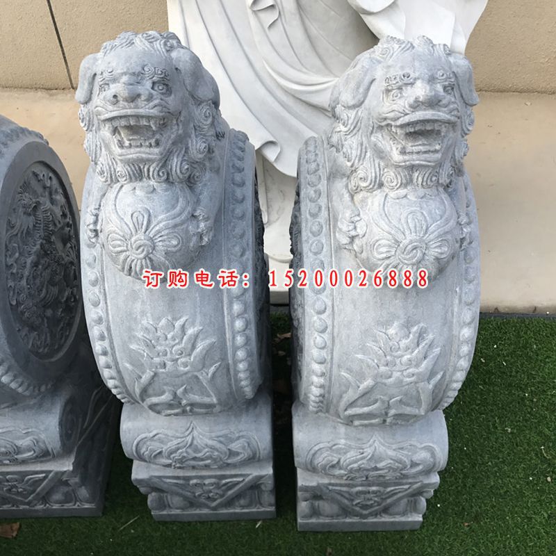 汉白玉抱鼓石门口门墩石雕  (7)