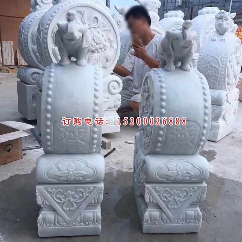 汉白玉大象门墩  石雕庭院景观雕塑