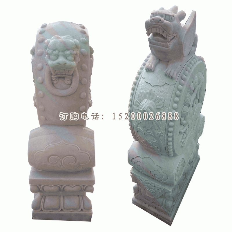 汉白玉古代神兽门墩 门口抱鼓石