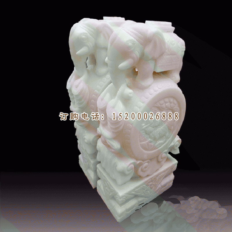 汉白玉大象门墩门口抱鼓石 (3)