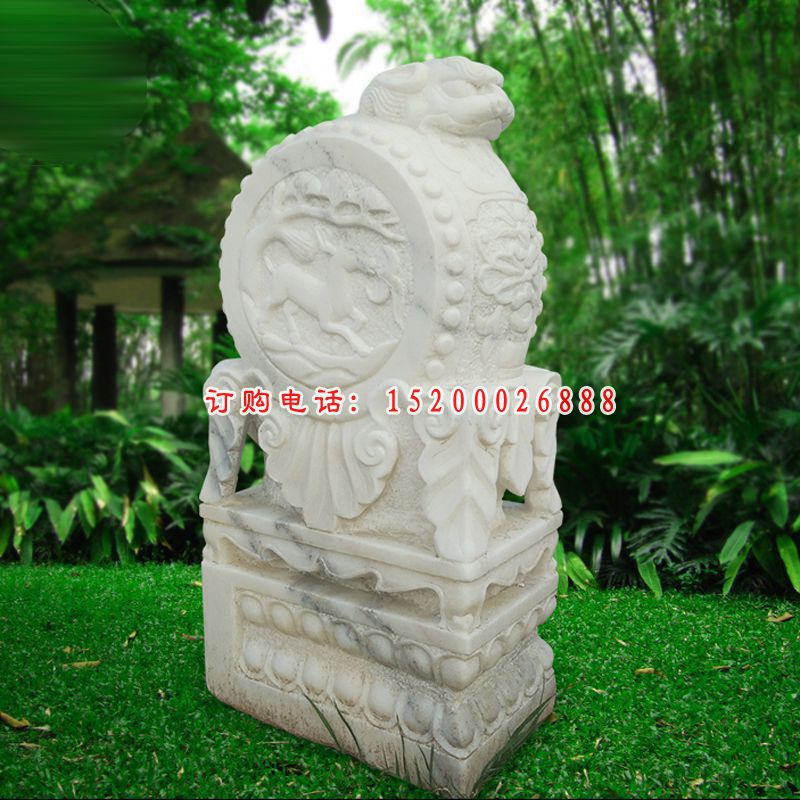 汉白玉荷花抱鼓   石雕庭院景观雕塑