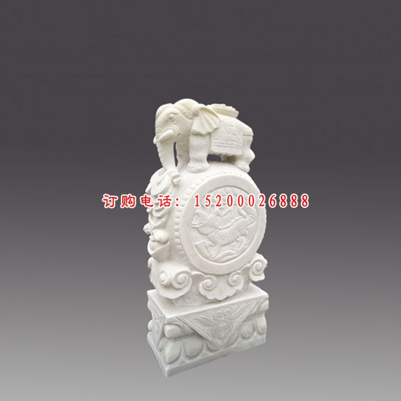 汉白玉荷花门墩  石雕庭院门口雕塑 (2)