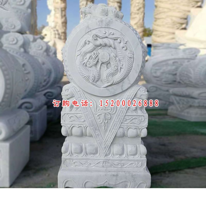 汉白玉鲤鱼抱鼓  石雕抱鼓石雕塑