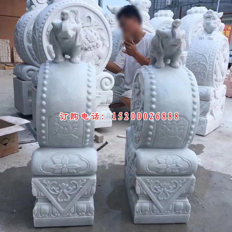 汉白玉莲花抱鼓   石雕庭院抱鼓雕塑 (4)