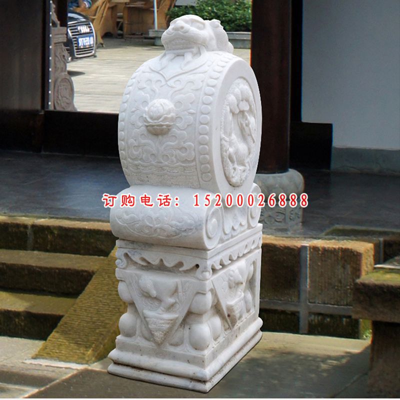 汉白玉门墩，镇宅石门墩