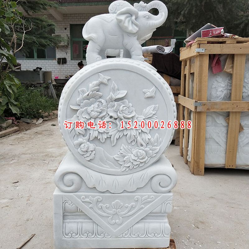 汉白玉貔貅抱鼓   石雕企业招财门口雕塑 (8)