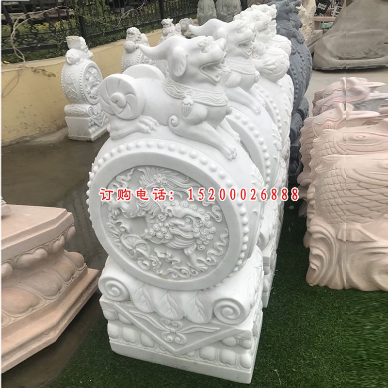 汉白玉貔貅抱鼓石镇宅招财石雕门墩 (5)
