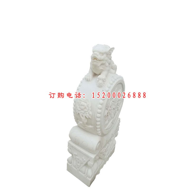 汉白玉狮子抱鼓 石雕庭院门口雕塑