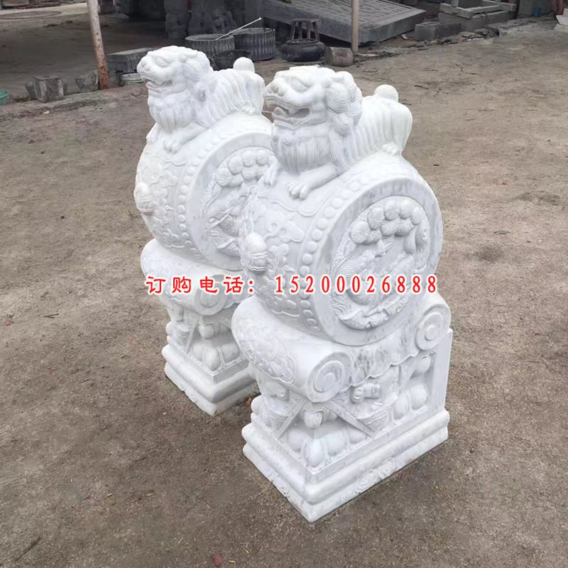 汉白玉狮子抱鼓石门口镇宅石门墩