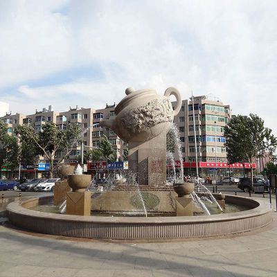 茶壶喷泉石雕，广场景观石雕