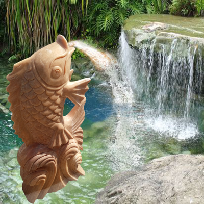 晚霞红鲤鱼喷泉   石雕小区景观雕塑