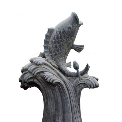 青石鲤鱼喷泉   石雕小区景观雕塑