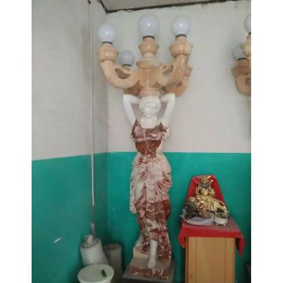 汉白玉西方人物雕塑，人物石灯雕塑