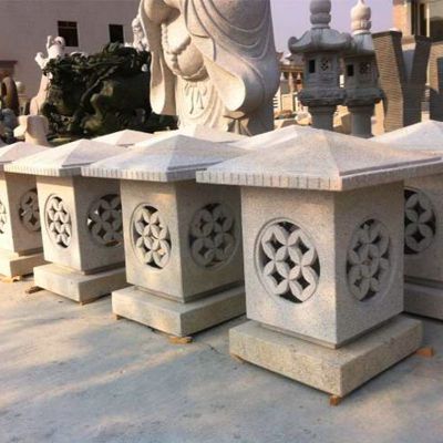 镂空铜钱浮雕石灯 大理石宫灯 