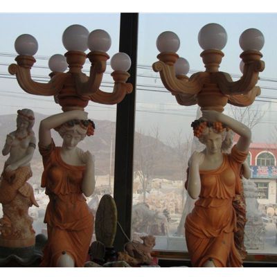 石灯，西方人物石灯，晚霞红人物石灯