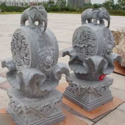 大理石抱鼓石，大象抱鼓石雕塑