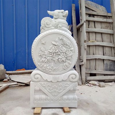 大象浮雕抱鼓石 仿古门墩石雕