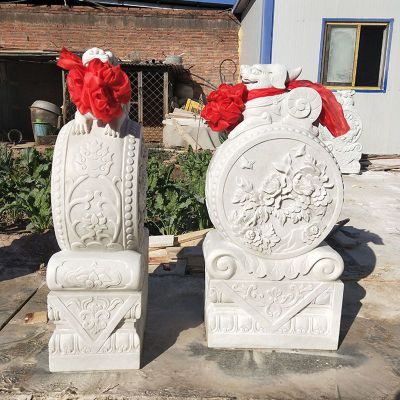 大象浮雕抱鼓石 仿古门墩石雕