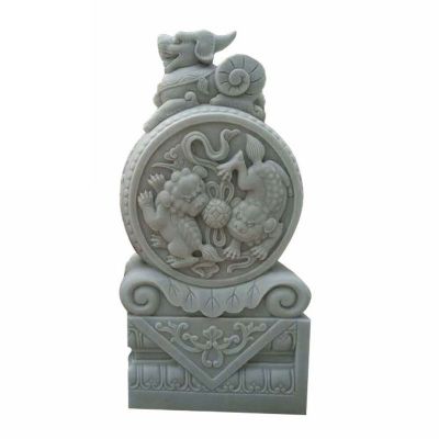 公园景观石雕，貔貅抱鼓石雕塑