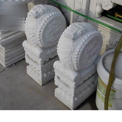 汉白玉抱鼓  石雕庭院景观雕塑