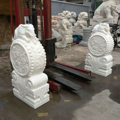 汉白玉抱鼓石 门墩石雕