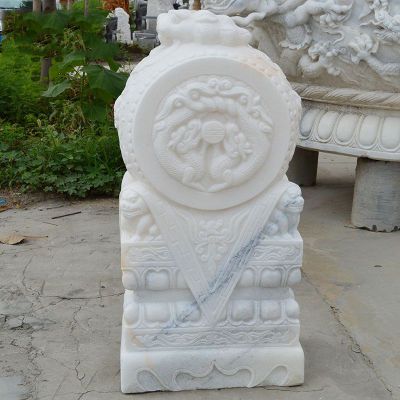 汉白玉抱鼓石，金蟾石雕门墩
