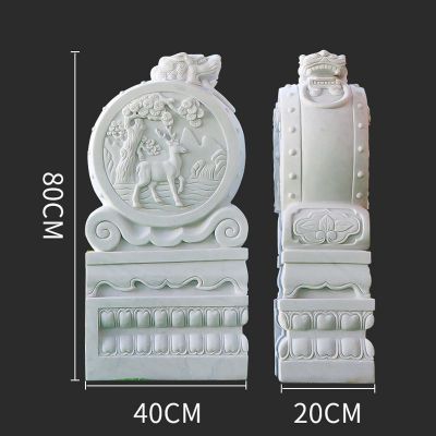 汉白玉抱鼓石，庭院摆件