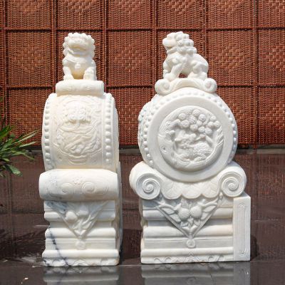 汉白玉抱鼓石，招财石门墩 