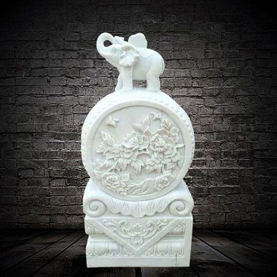 汉白玉抱鼓石门口门墩石雕 