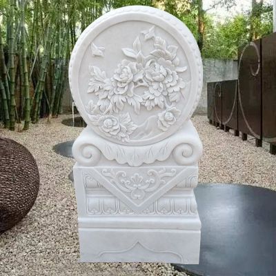 汉白玉抱鼓石门口门墩石雕 