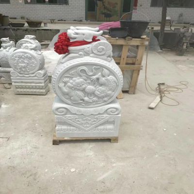 汉白玉大象抱鼓石 石雕门口门墩