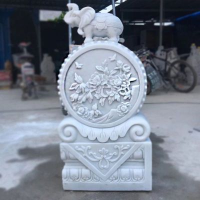 汉白玉大象门墩门口抱鼓石