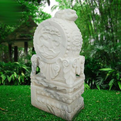 汉白玉荷花抱鼓   石雕庭院景观雕塑