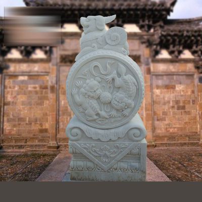 汉白玉荷花抱鼓  石雕庭院雕塑