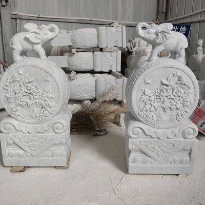 汉白玉荷花门墩  石雕庭院门口雕塑