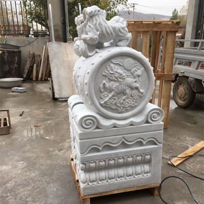 汉白玉荷花门墩  石雕庭院门口雕塑 