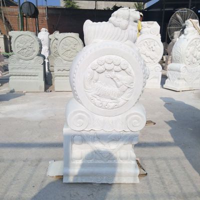汉白玉门墩，门枕石雕塑
